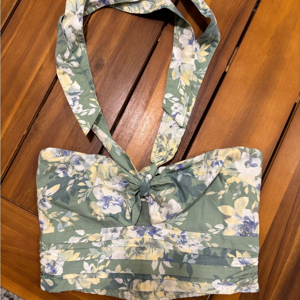 Floral Green halter top Abercrombie size small